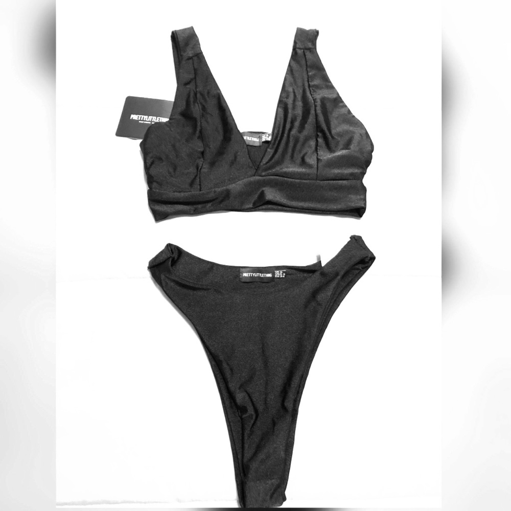 Black Plunge High Rise Bikini Set